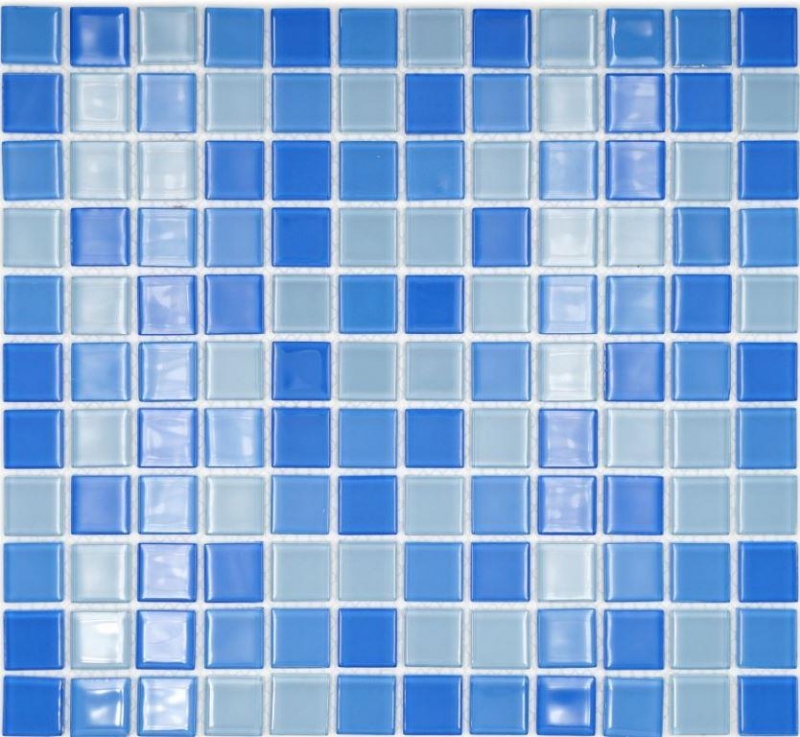 Motif main Carreau de mosaïque Translucide bleu clair Mosaïque de verre Crystal bleu clair SALLE DE BAINS WC CUISINE MUR MOS62-0404_m