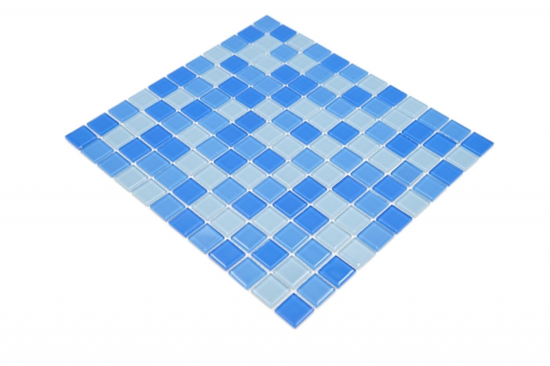 Motif main Carreau de mosaïque Translucide bleu clair Mosaïque de verre Crystal bleu clair SALLE DE BAINS WC CUISINE MUR MOS62-0404_m