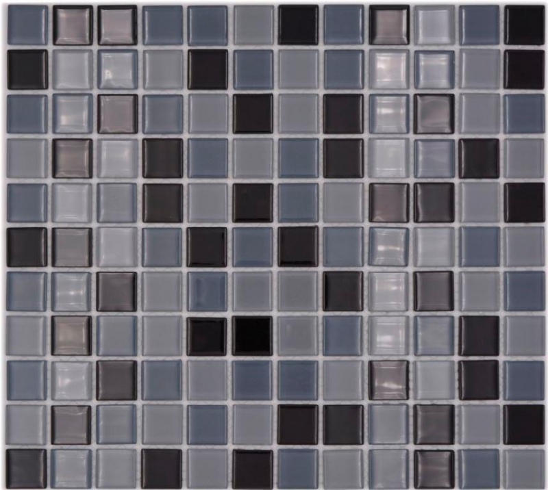 Handmuster Mosaikfliese Transluzent schwarz Glasmosaik Crystal schwarz BAD WC Küche WAND MOS62-0208_m