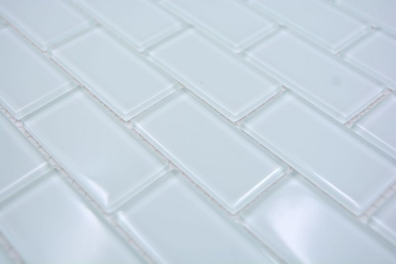 Hand-painted mosaic tile Translucent white Brick Glass mosaic Crystal white BATH WC Kitchen WALL MOS66-0102_m