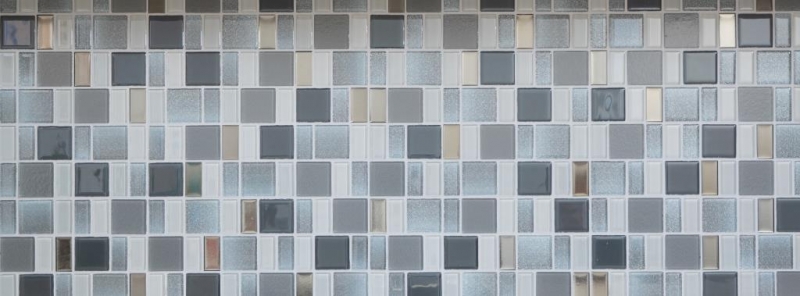 Hand-patterned mosaic tile translucent smoke combination iridescent smoke-colored MOS68-0216F_m