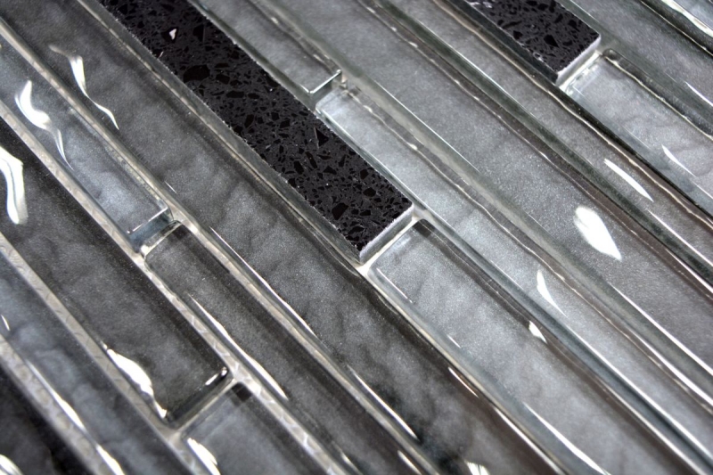 Échantillon manuel Carreau de mosaïque Translucide Composite noir Multistick Mosaïque de verre Crystal Artificial noir MOS86-MS89_m