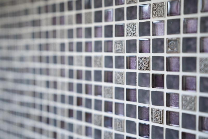 Hand pattern mosaic tile translucent purple glass mosaic Crystal Resin purple purple matt BATH WC kitchen WALL MOS92-1107_m