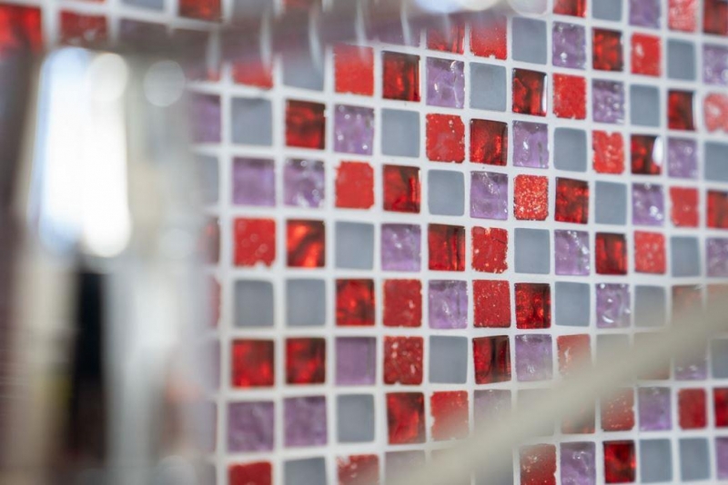 Hand-painted mosaic tile Translucent red pink white Glass mosaic Crystal Resin red pink white matt MOS92-0911_m