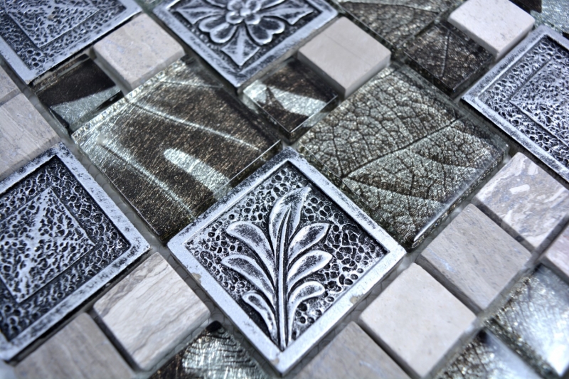 Hand-painted mosaic tile Translucent silver Combination glass mosaic Crystal Resin silver Ornament MOS88-0280_m