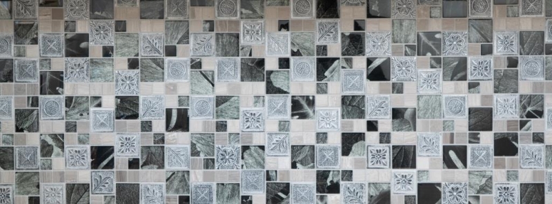 Handmuster Mosaikfliese Transluzent silber Kombination Glasmosaik Crystal Resin silber Ornament MOS88-0280_m