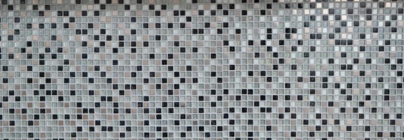 Piastrella di mosaico dipinta a mano Backsplash di piastrelle Acciaio inox traslucido argento nero Mosaico di vetro Acciaio cristallo argento nero MOS92-0207_m