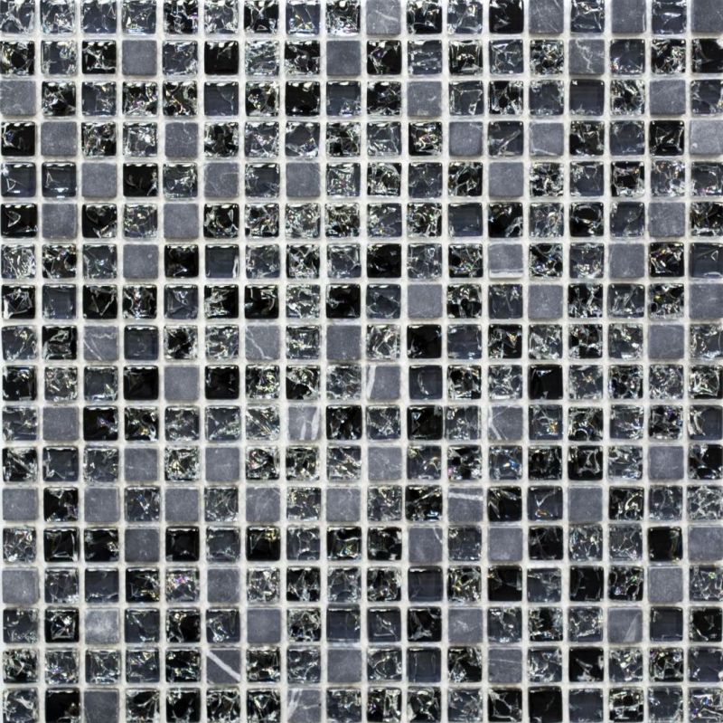 Piastrella di mosaico dipinta a mano Backsplash di piastrelle Nero traslucido Mosaico di vetro Pietra di cristallo nero MOS92-1028_m