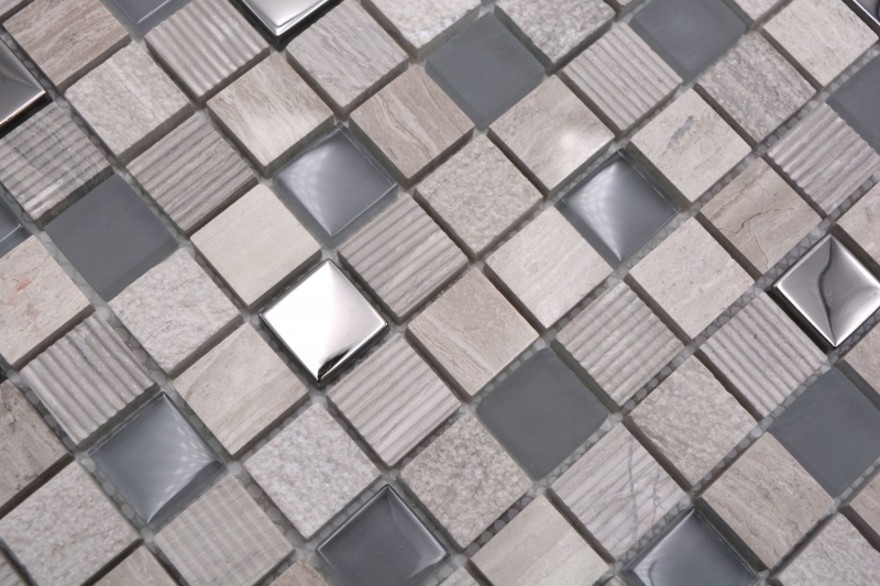 Piastrella di mosaico dipinta a mano Backsplash di piastrelle Traslucido grigio chiaro argento Mosaico di vetro Pietra di cristallo EP grigio chiaro argento MOS92-HQ20_m