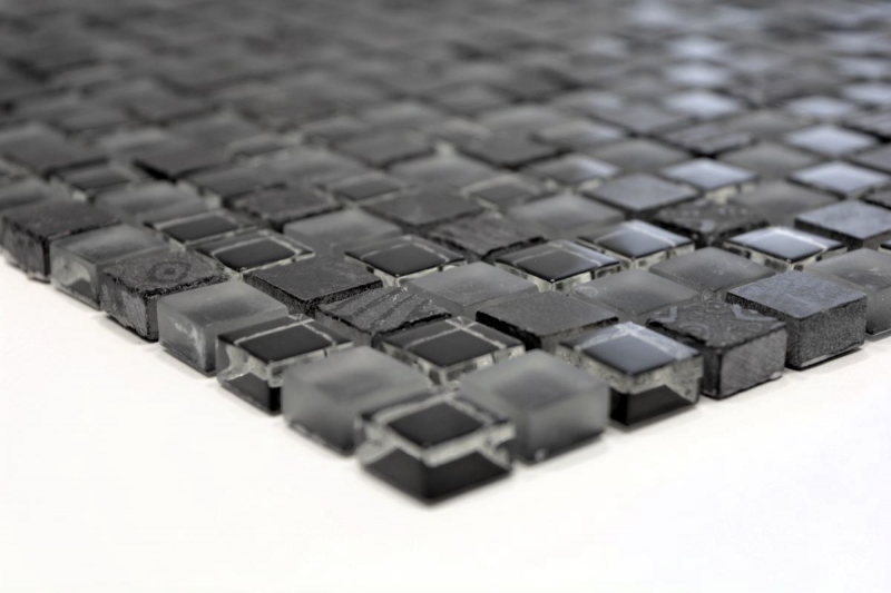 Hand-painted mosaic tile Translucent gray black Glass mosaic Crystal stone EP gray black silver MOS92-HQ19_m