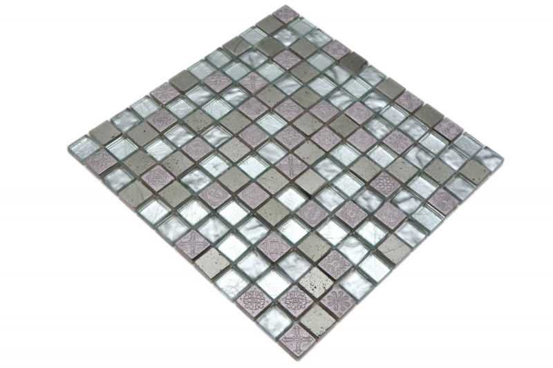 Pietra artificiale mosaico rustico tessere di vetro mosaico resina grigio argento antracite struttura cucina splashback piastrelle backsplash bagno - MOS83-CB33