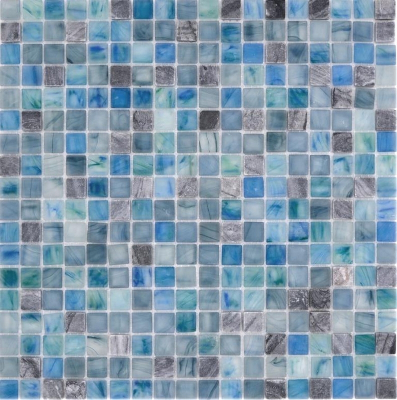 Hand-painted mosaic tile Tile backsplash Translucent green-blue Glass mosaic Crystal stone Cream green-blue MOS92-XCR1501_m