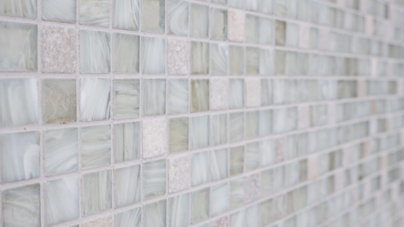 Hand-painted mosaic tile Tile backsplash Translucent white Glass mosaic Crystal stone Cream white MOS94-2503_m