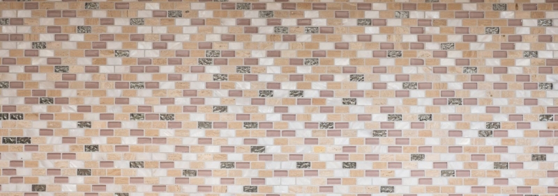 Motif manuel Carreau de mosaïque Translucide beige Brick Mosaïque de verre Crystal Pierre coquillage beige MOS87-B05S_m