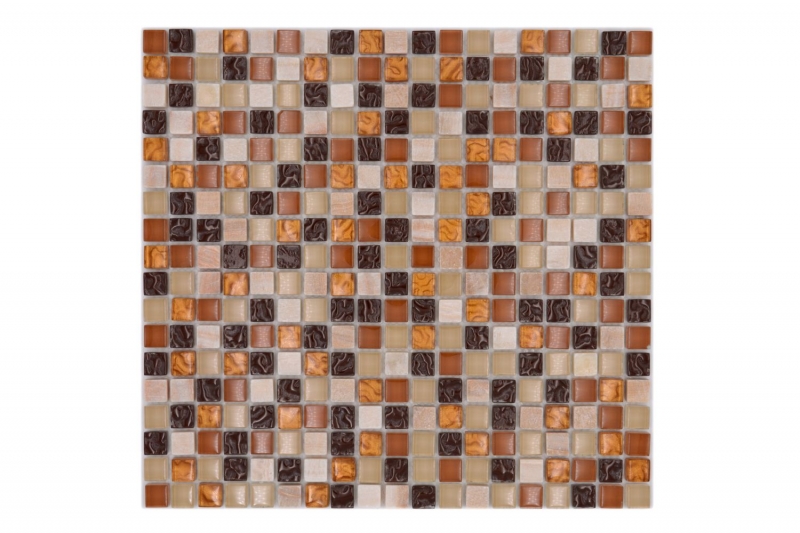 Piastrella di mosaico dipinta a mano Rivestimento traslucido beige marrone Mosaico di vetro Pietra di cristallo beige marrone MOS92-1206_m