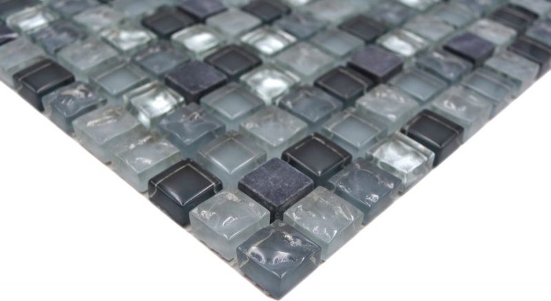 Hand-painted mosaic tile Translucent clear gray silver Glass mosaic Crystal stone clear gray silver MOS92-0208_m