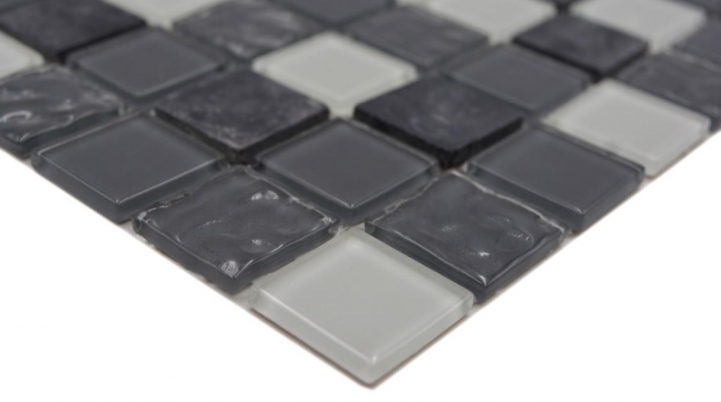 Hand-painted mosaic tile Translucent gray Glass mosaic Crystal stone gray MOS62-0207-GN_m