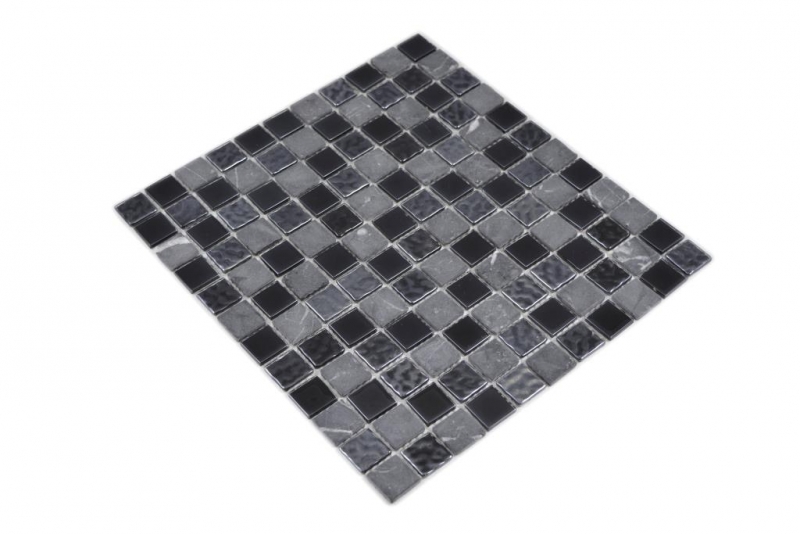 Hand-painted mosaic tile Tile backsplash Translucent gray black Glass mosaic Crystal stone gray black MOS62-0302-GN_m