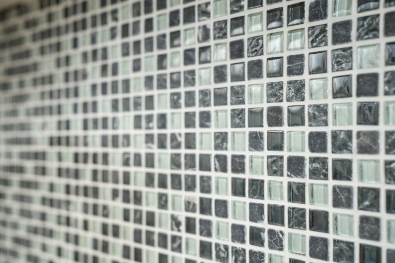 Hand-patterned mosaic tile Tile backsplash Translucent gray Glass mosaic Crystal stone gray MOS92-0204_m