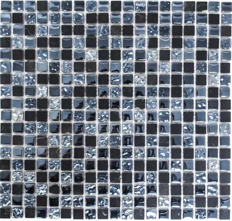 Piastrella di mosaico dipinta a mano Backsplash di piastrelle Grigio traslucido nero Mosaico di vetro Pietra di cristallo grigio nero MOS92-0302_m