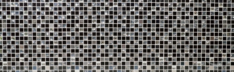 Piastrella di mosaico a mano Piastrella specchio autoadesivo Acciaio inox traslucido nero Mosaico di vetro Acciaio cristallo nero Vetro MOS200-4CM26_m