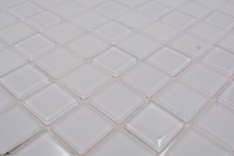 Piastrella di mosaico dipinta a mano Rivestimento autoadesivo bianco traslucido Mosaico di vetro bianco cristallo bianco opaco MOS200-4CM20_m