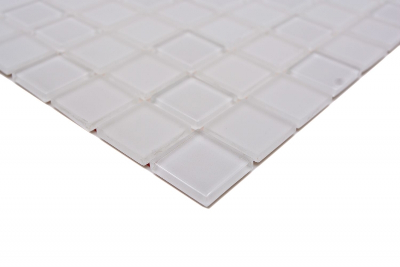Hand sample mosaic tile Tile backsplash self-adhesive Translucent white Glass mosaic Crystal white matt white MOS200-4CM20_m
