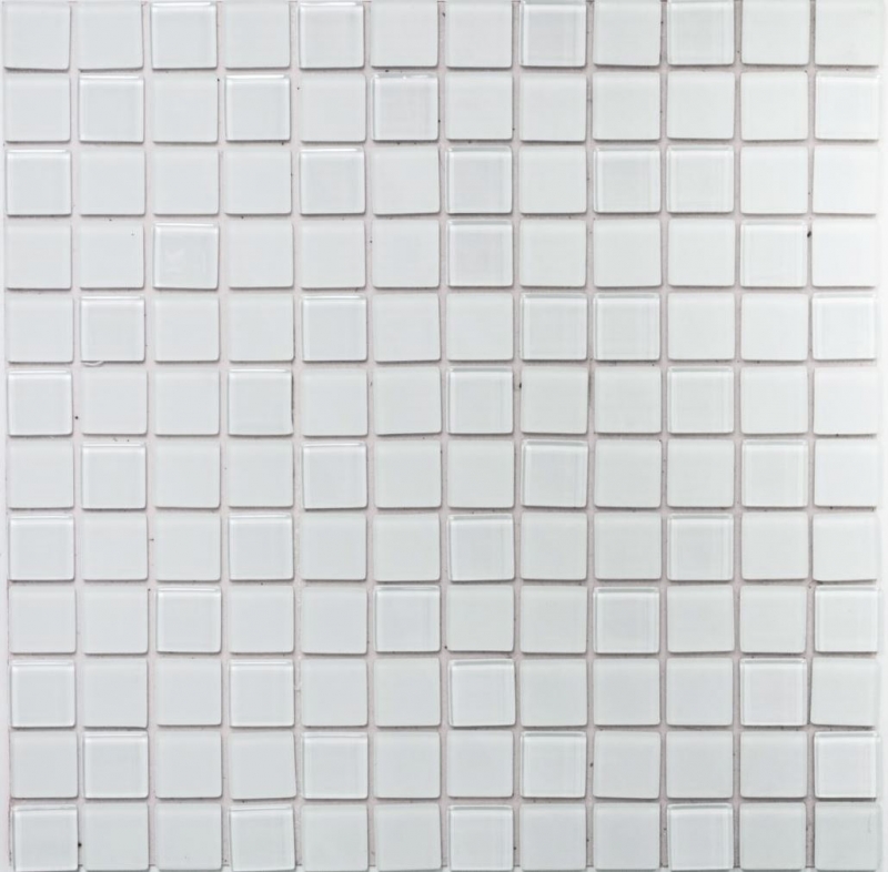 Hand sample mosaic tile Tile backsplash self-adhesive Translucent white Glass mosaic Crystal white matt white MOS200-4CM20_m