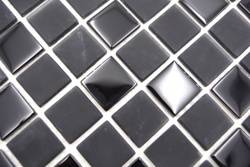 Hand pattern mosaic tile Tile backsplash self-adhesive Translucent black Glass mosaic Crystal black matt black MOS200-4CM22_m