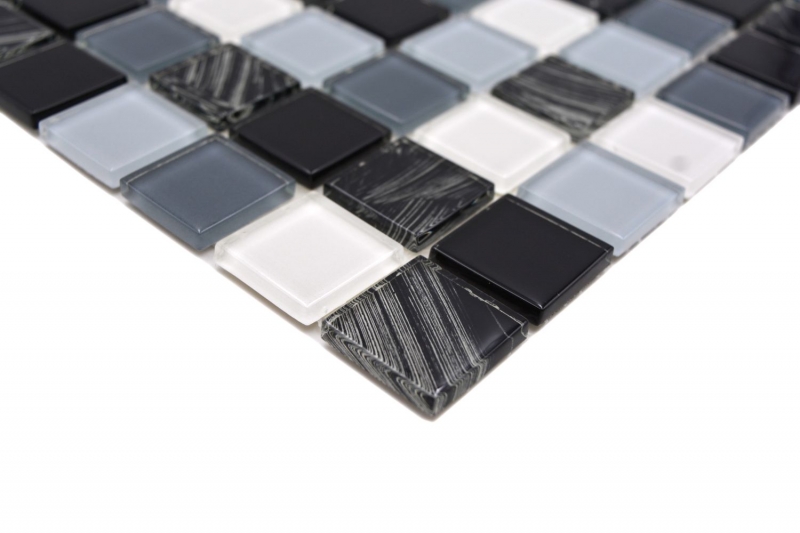 Hand pattern mosaic tile tile mirror self-adhesive translucent white gray black glass mosaic Crystal gray black white wipe MOS200-4CM28_m