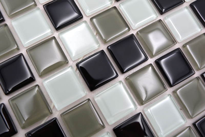 Handmuster Mosaikfliese Fliesenspiegel selbstklebend Transluzent braun schwarz weiß Glasmosaik Crystal braun schwarz weiß MOS200-4CM30_m
