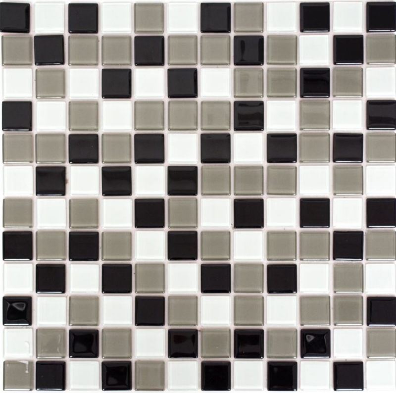 Handmuster Mosaikfliese Fliesenspiegel selbstklebend Transluzent braun schwarz weiß Glasmosaik Crystal braun schwarz weiß MOS200-4CM30_m