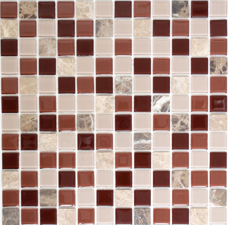 Mosaico a mano Piastrella autoadesiva Pietra traslucida beige marrone Mosaico di vetro Pietra di cristallo beige marrone emperador MOS200-4M352_m