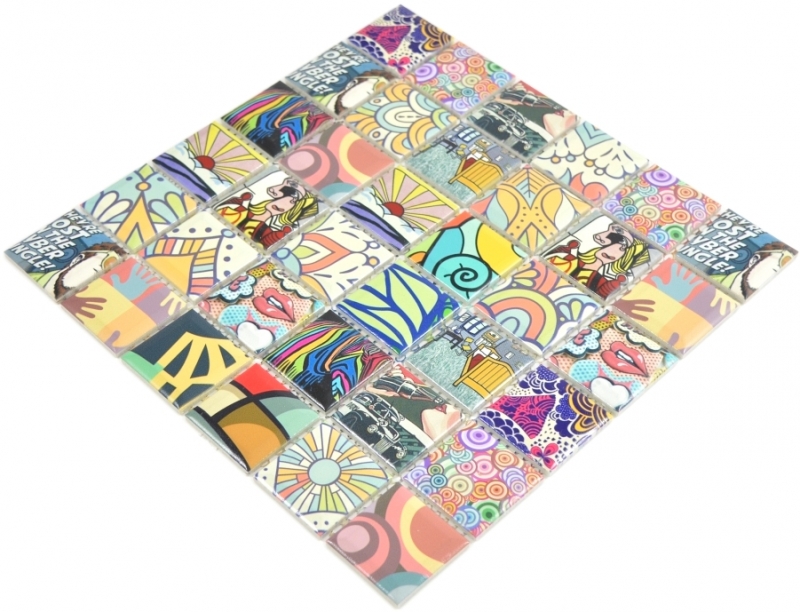 Echantillon manuel de carreaux de mosaïque de style rétro coloré POP UP ART Design fond de cuisine MODERN MOS14-1606_m