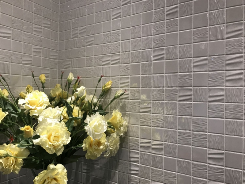 Mosaico ceramico dipinto a mano Kanaan white plain mosaic tile wall backsplash kitchen bathroom MOS14-0111_m