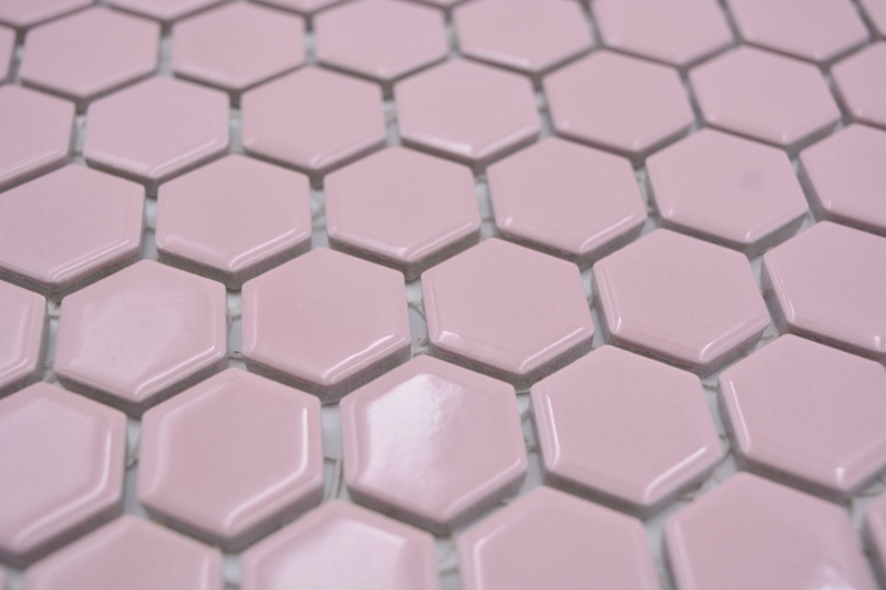 Hand pattern ceramic mosaic hexagon old pink glossy mosaic tile wall tile backsplash kitchen bathroom MOS11H-1111_m