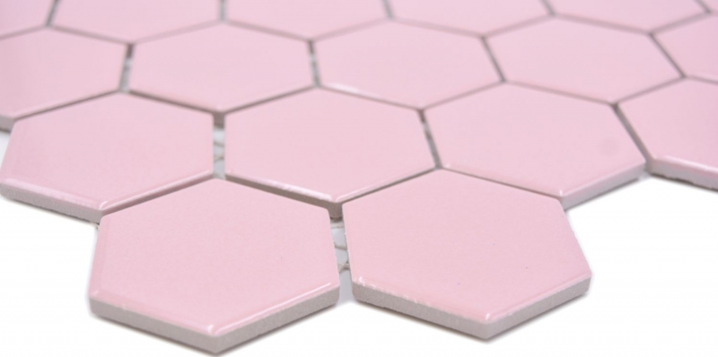 Hand pattern ceramic mosaic hexagon old pink glossy mosaic tile wall tile backsplash kitchen bathroom MOS11H-1112_m