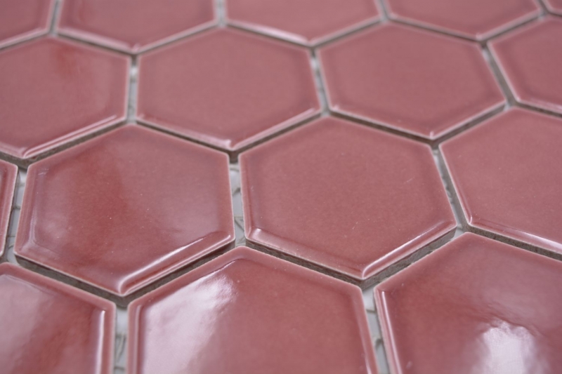 Hand pattern ceramic mosaic hexagon border red glossy mosaic tile wall tile backsplash kitchen bathroom MOS11H-0901_m