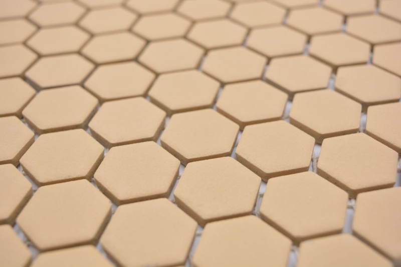 Hand pattern ceramic mosaic hexagon ochre orange R10B shower tray floor tile mosaic tile kitchen bathroom floor MOS11H-1208-R10_m