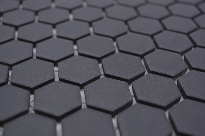 Hand pattern ceramic mosaic hexagon black R10B shower tray floor tile mosaic tile kitchen bathroom floor MOS11H-0003-R10_m