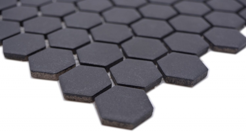 Hand pattern ceramic mosaic hexagon black R10B shower tray floor tile mosaic tile kitchen bathroom floor MOS11H-0003-R10_m
