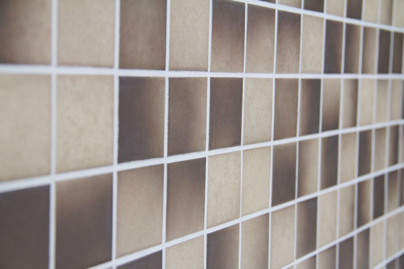 Hand-painted mosaic tile ceramic BROWN BEIGE MIX SLIPPING SLIPPROOF MOS16-1211-R10_m
