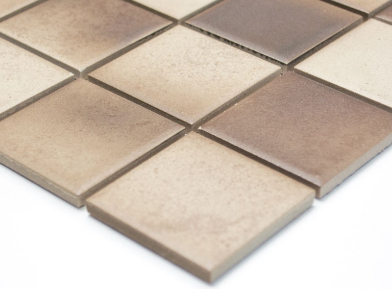 Mosaico dipinto a mano in ceramica BROWN BEIGE MIX SLIP-SIDE MOS16-1211-R10_m