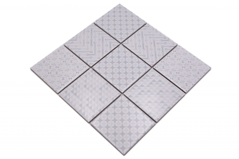Retro vintage mosaic tile backsplash kitchen wall white Geo White MOS22B-1401_f | 10 mosaic mats