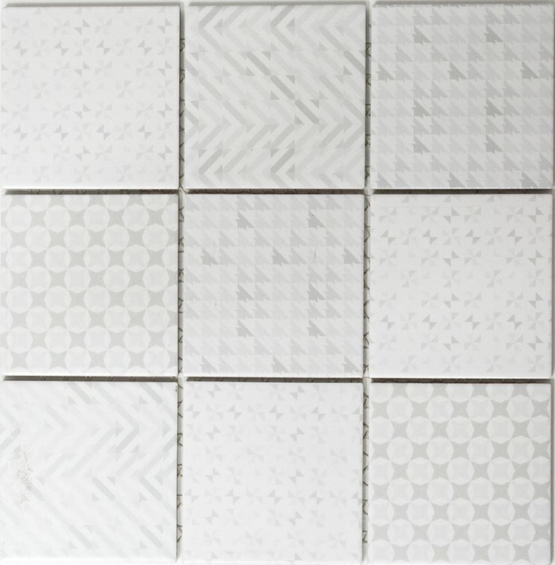 Mosaïque rétro vintage mur cuisine blanc Geo White MOS22B-1401_f | 10 tapis mosaïque