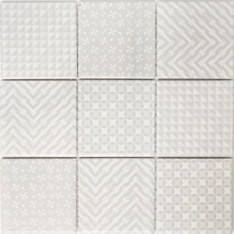 Retro vintage ceramic gray Geo Grey MOS22B-1402_f | 10 mosaic mats