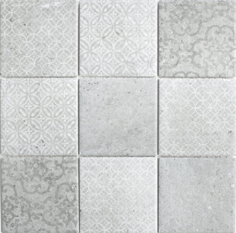 Piastrelle di mosaico retro vintage in ceramica grigio per cucina MOS22-CELLO_f | 10 tappetini di mosaico