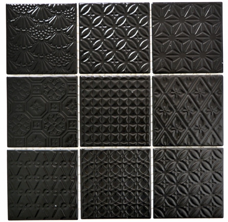 Rivestimento a mosaico vintage retrò per la cucina nero Spirito nero MOS22B-1403_f | 10 tappetini a mosaico