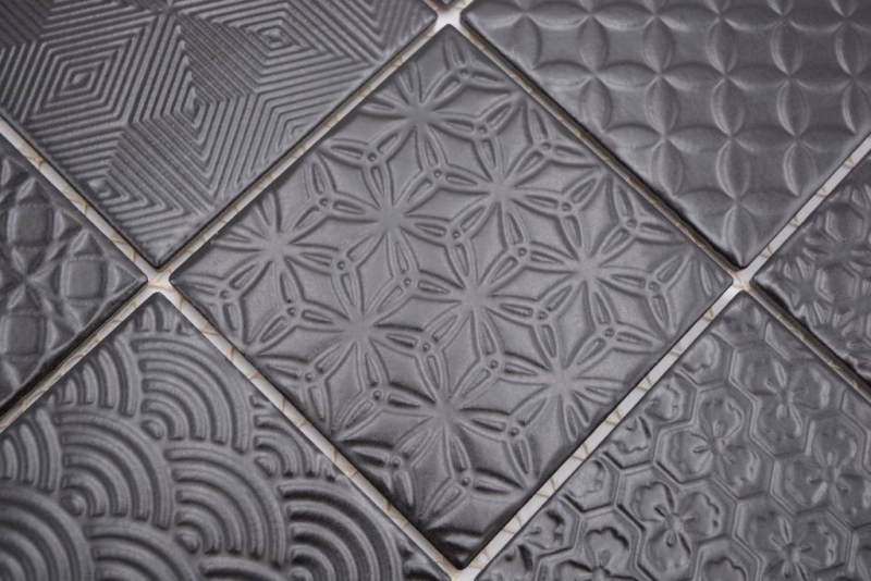 Retro vintage mosaic tile splashback kitchen splashback black Spirit black MOS22B-1403_f | 10 mosaic mats