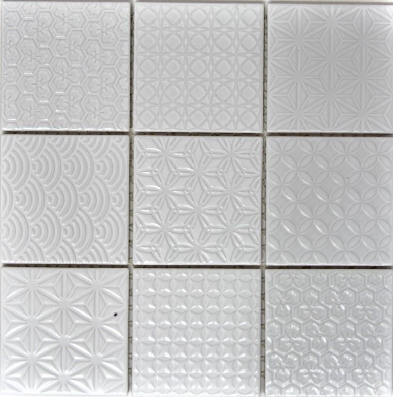 Retro vintage mosaico piastrelle backsplash cucina muro bianco Spirito bianco MOS22B-0104_f | 10 mosaico tappetini